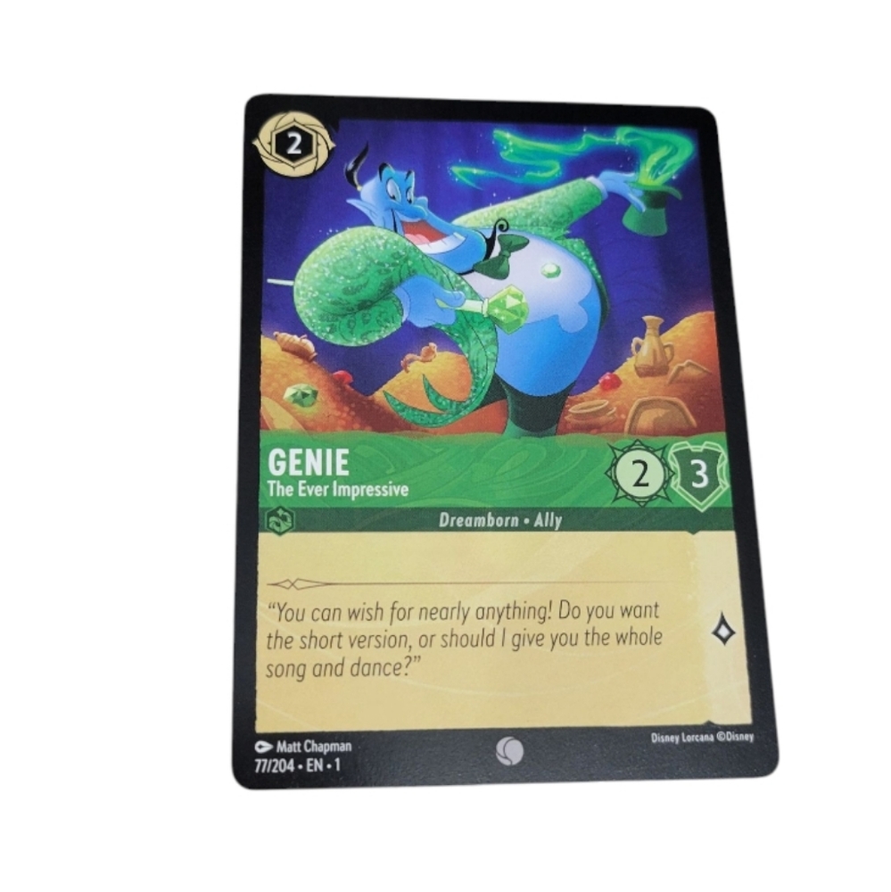 Disney Lorcana Card Genie The Ever Impressive # 77 / 204 Limited Edition Green